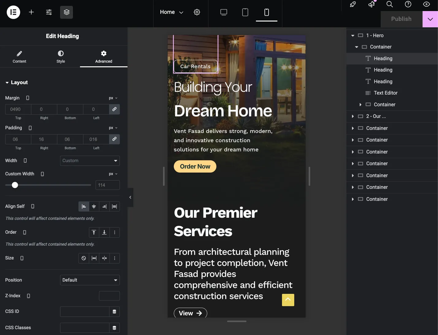 Hero Section Mobile View Margins and Spacing