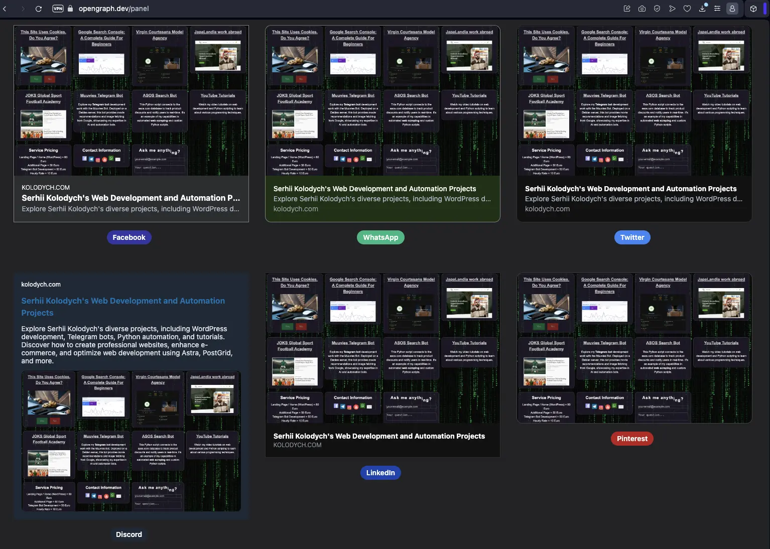 Open Graph Preview for Social Networks